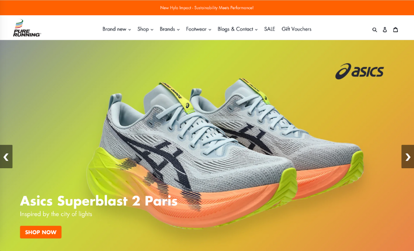 Working with Pure Running on their Shopify website